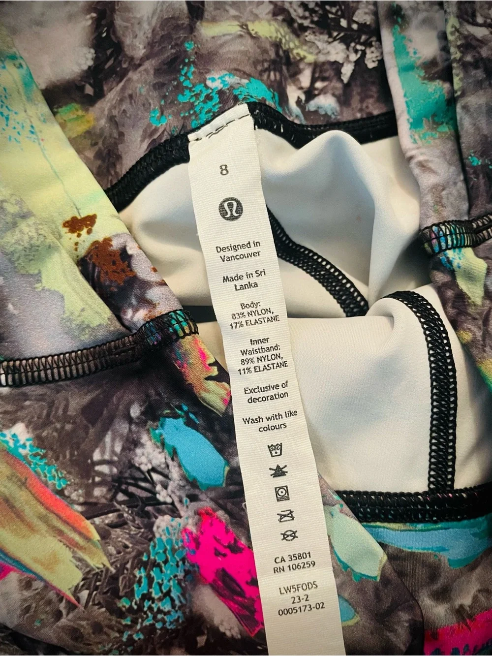 Lululemon Fast Free High-Rise 23" Crop Womens 8 Legging Paint Drift Multi Nulux - Picture 4 of 13